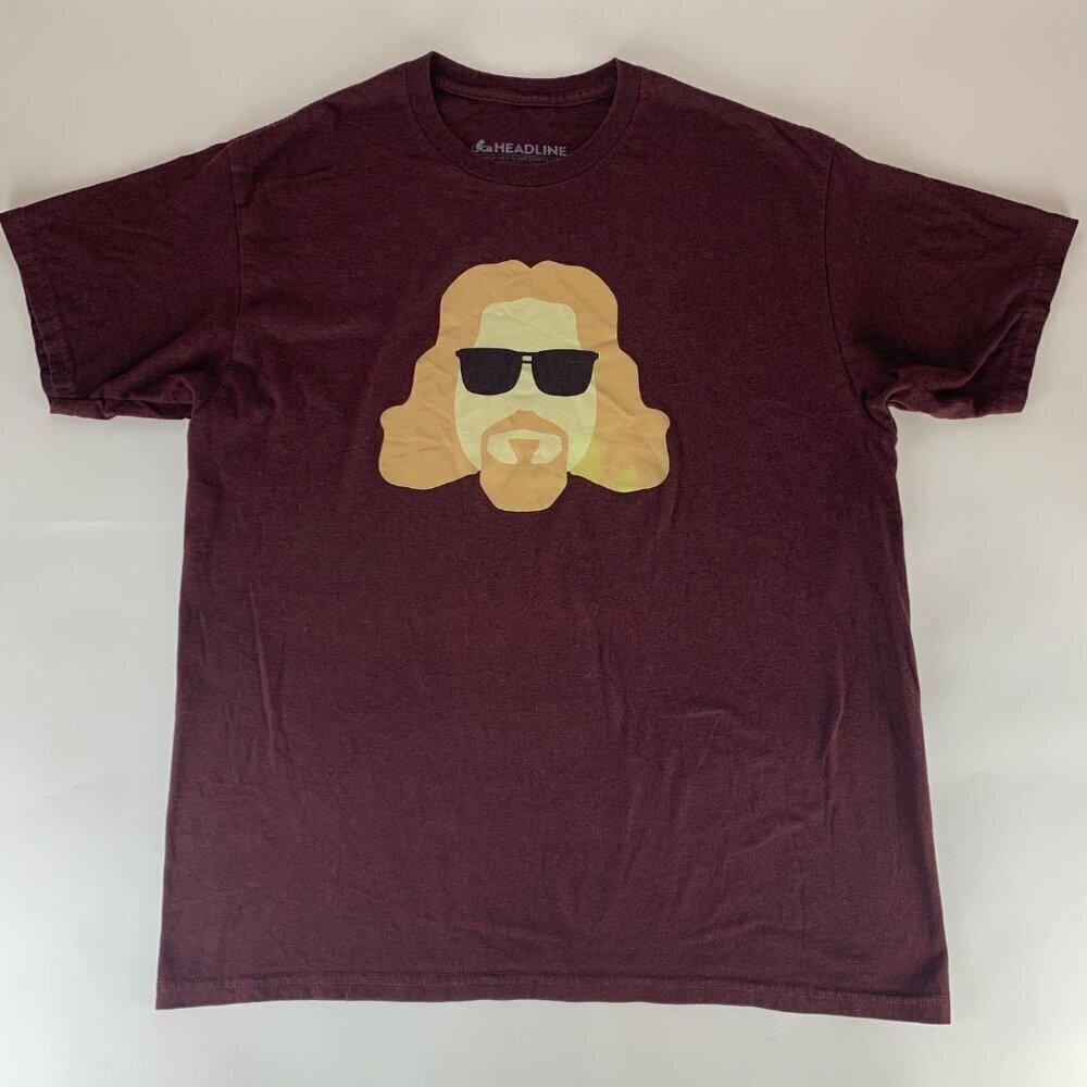Big Lebowski The Dude Maroon Headline Short Sleeve Crewneck Shirt Mens Large
